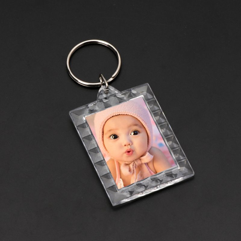 SIY  10Pcs Picture Blank Keyrings Transparent Acrylic Key Chains Insert Your Photo