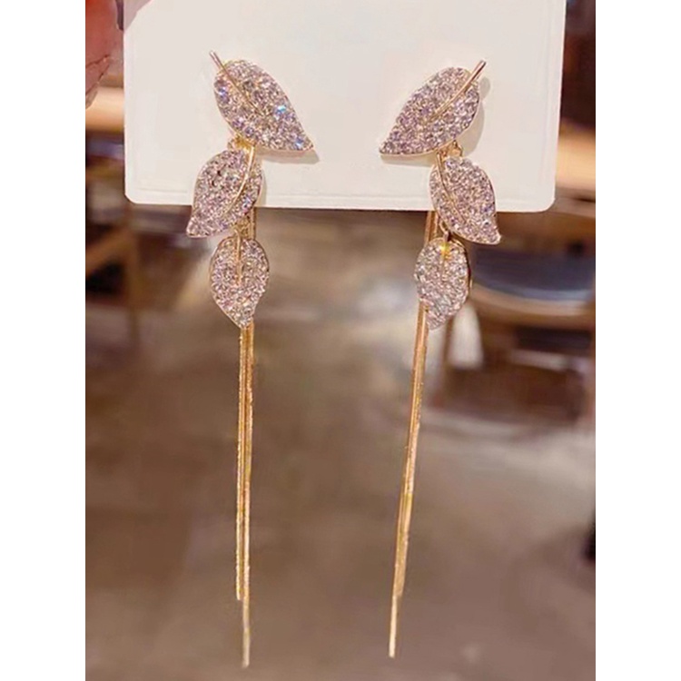 Anting Gantung Panjang Model Rumbai Silver 925 Dengan Mutiarabatu Zircon Untuk Wanita