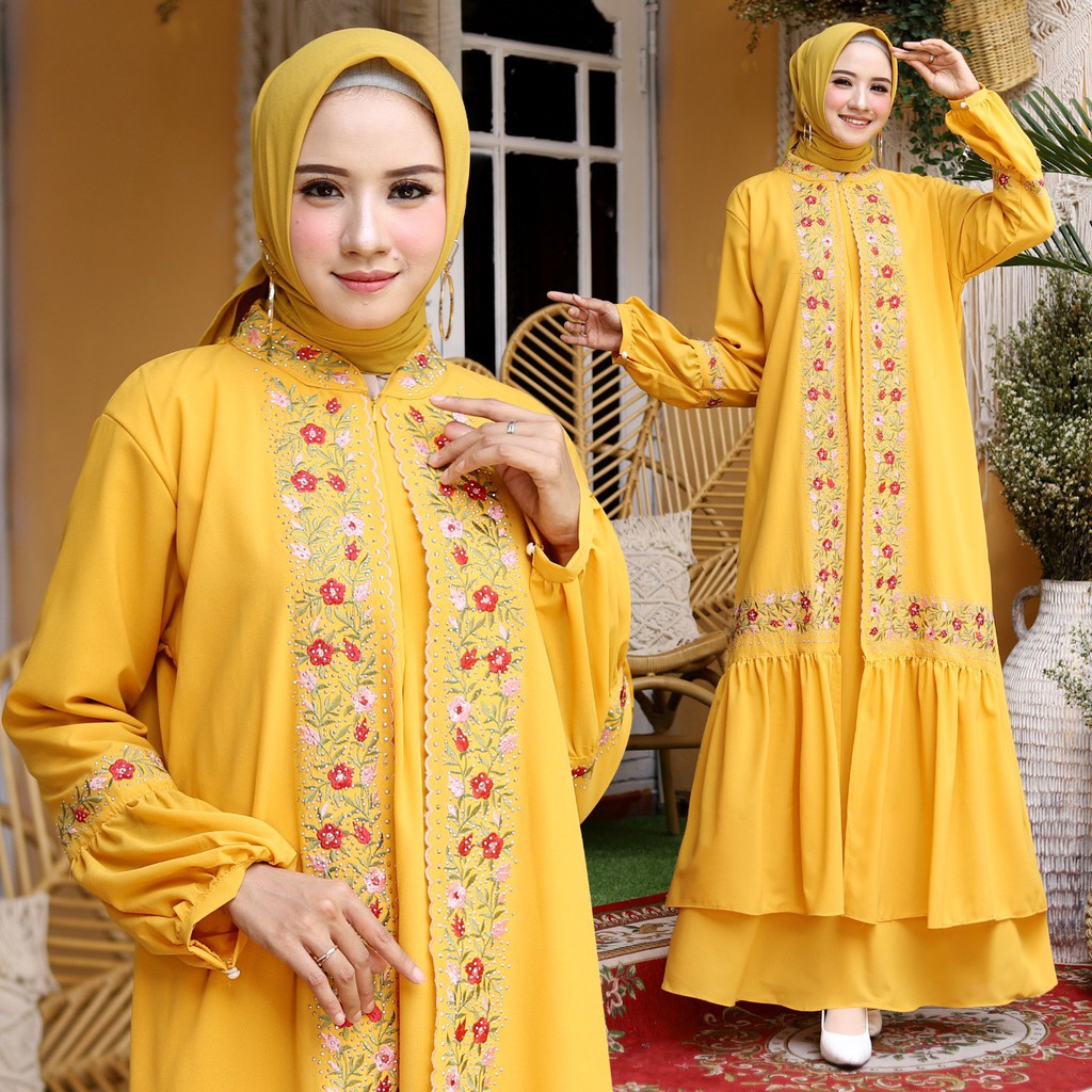 HOPYLOVY - Gamis Wanita Hijab Bermotif Beallin