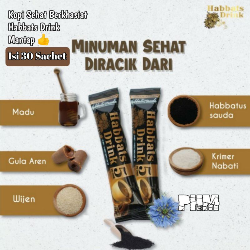 

KOPI HERBAL ISI 30 SACHET BERKHASIAT | HABBATS DRINK | KOPI HABBA