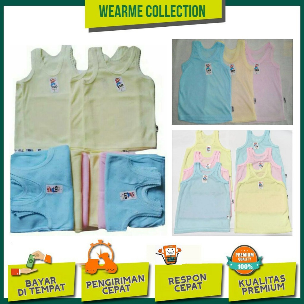 12 PCS Singlet Bayi Merk Zed Kids / Kaos Dalam Anak Merk Zed Kids
