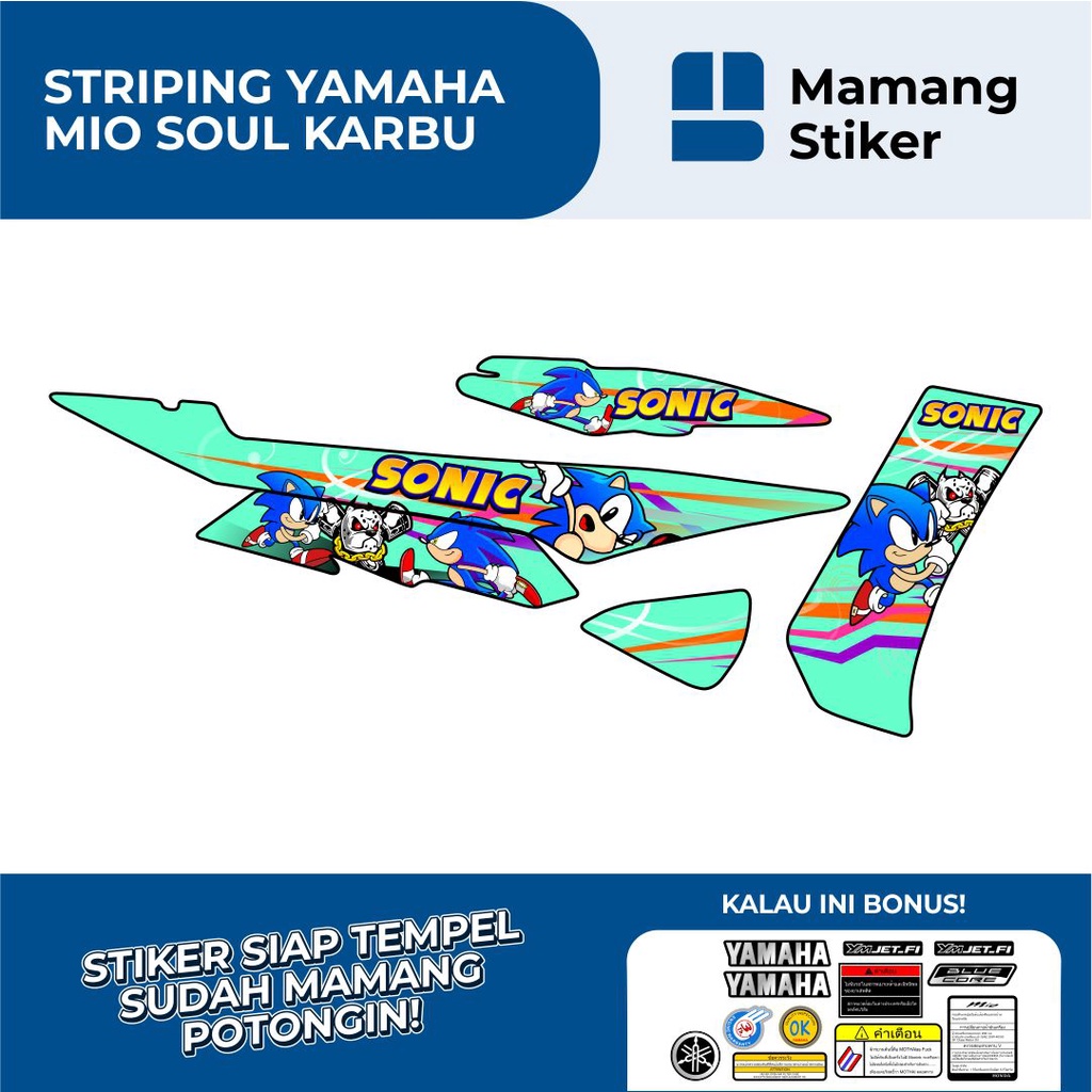 STRIPING YAMAHA MIO SOUL KARBU VARIASI 3 GRAFIS SONIC/MIO SOUL KARBU STIKER AKSESORIS ORIGINAL/STICK