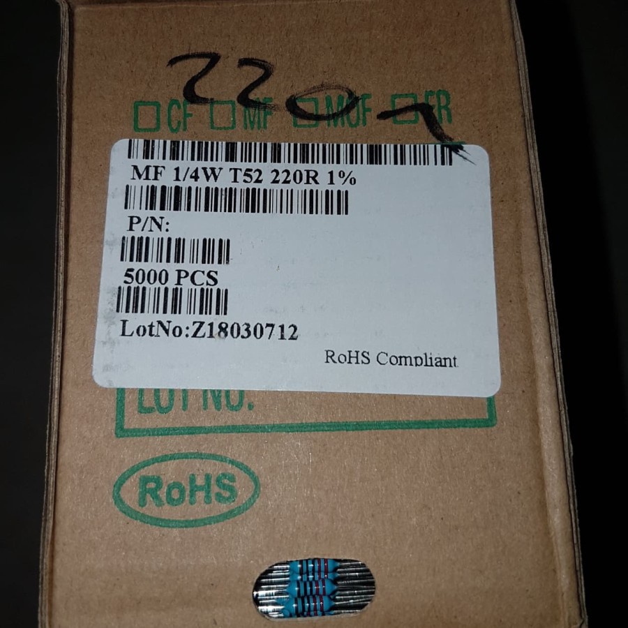 Resistor 220 Ohm 1/4W 1% MF