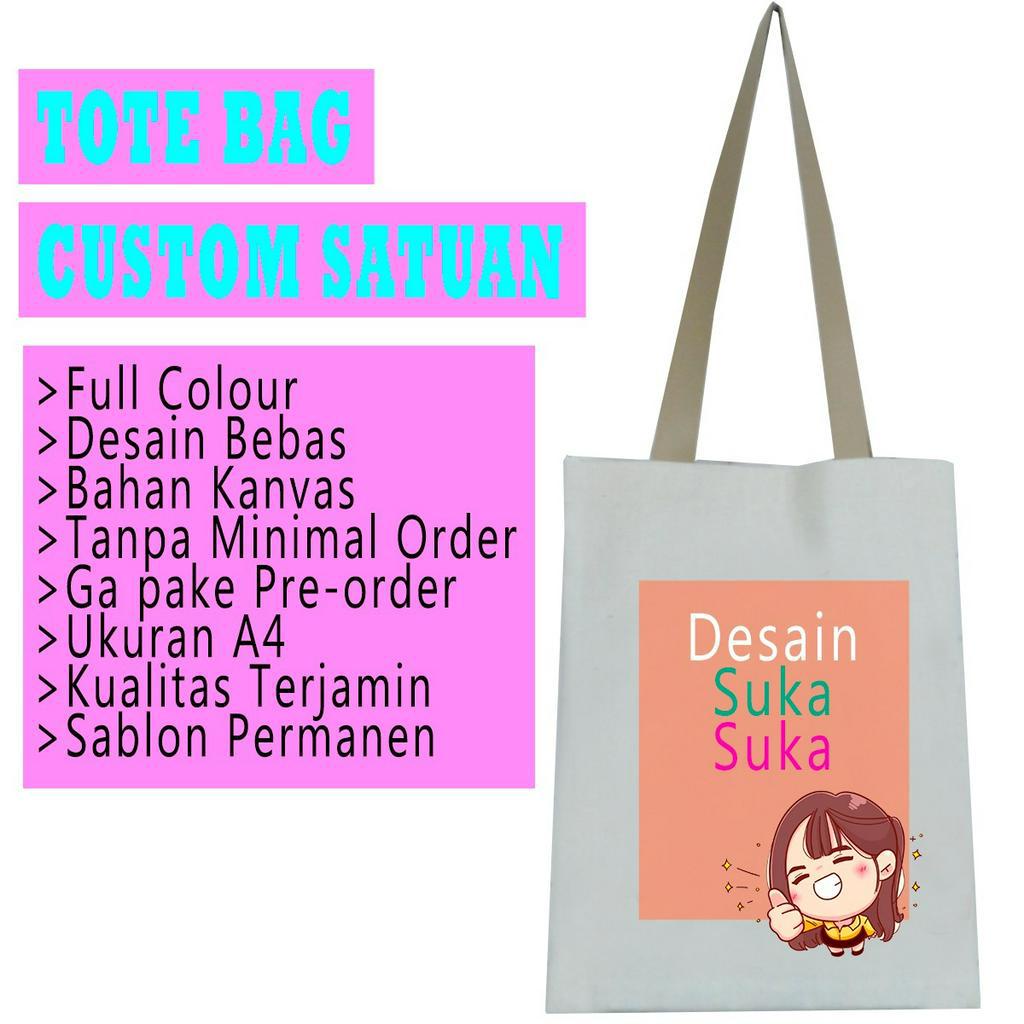 Tote Bag Kanvas Custom satuan / Totebag custom satuan Kanvas Tebal