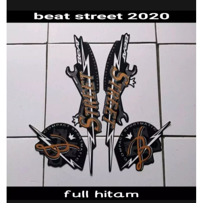 STICKER STRIPING & LIS BODI MOTOR HONDA BEAT STREET FI TAHUN 2020 NEW WARNA HITAM STANDAR