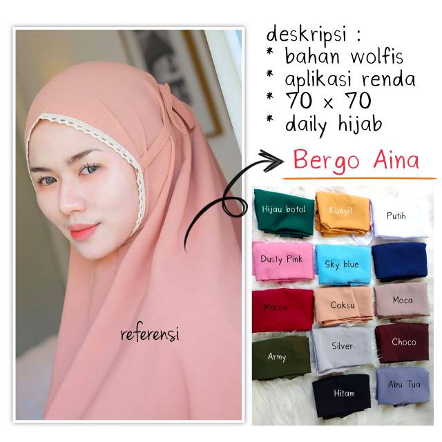 BERGO MARYAM / BERGO MARYAM RENDA /HIJAB MURAH TERBARU /BERGO WOLFIS /bergo al-azhar