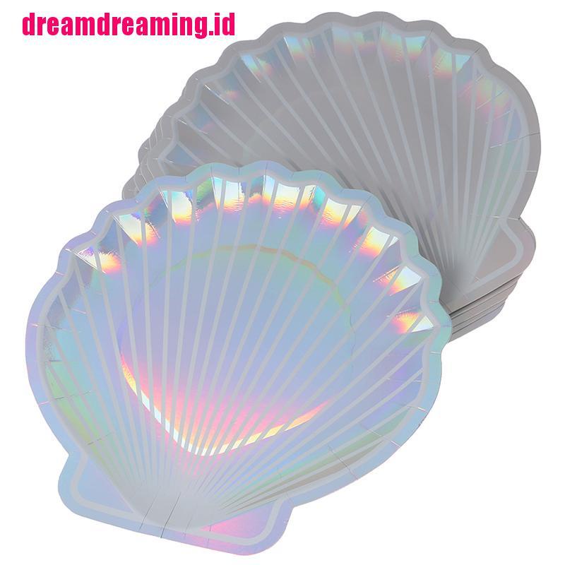 8pcs Piring Kertas Tema Mermaid Untuk Pesta Pernikahan