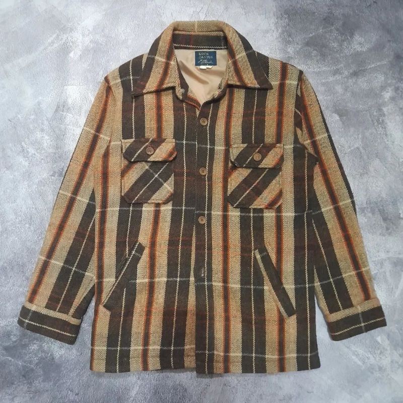 VTG Plaid Wool Flannel Jacket Four Pocket - Rock Canyon.