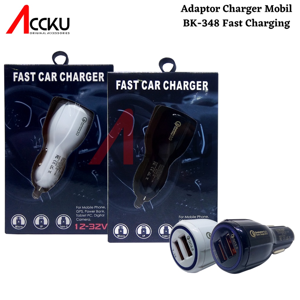 Adaptor Charger Mobil 5v 3.6a Quick Charge Dengan Dua Port Usb BK-348 Charger Mobil