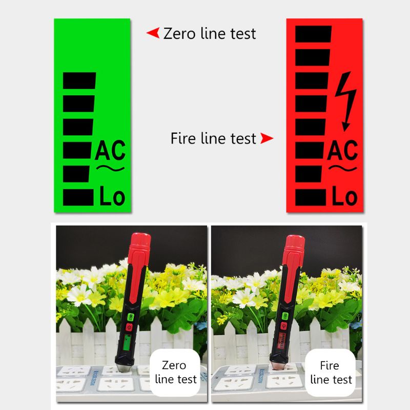 Mary Pen Detektor Tegangan Listrik AC 12-1000V Non Kontak Display LCD Digital Dengan Sensitivitas Adjustable