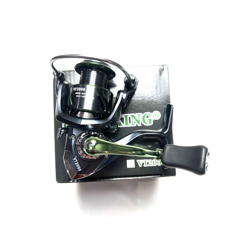 POWER HANDLE GULUNGAN PANCING REELSKING VT 2000 -7000 WARNA HITAM HIJAU SPINNING REEL SPOOL METAL