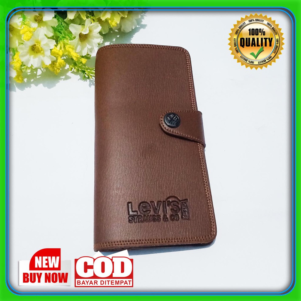 DOMPET PRIA LEVI'S PANJANG KANCING KULIT PVC TERBARU COD BAYAR DI TEMPAT