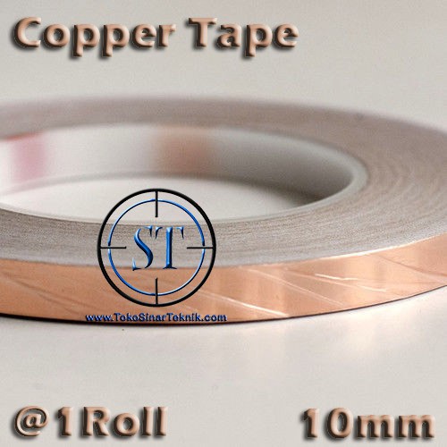 1 Roll 10mm Copper Tape Foil Isolasi Solatip Tembaga Jalur PCB Mod 1 Roll 1 Gulung bisa disolder