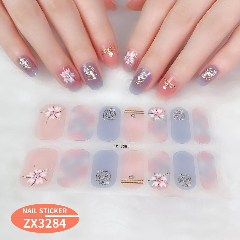 Stiker Kuku 3d Desain Berlian Mutiara Permata Warna Gradasi Laser Untuk Manicure Zx3277-3294