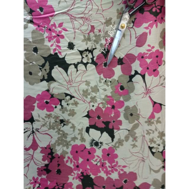 kain katun jepang motif bunga abstrak km152  / japan design tokai senko