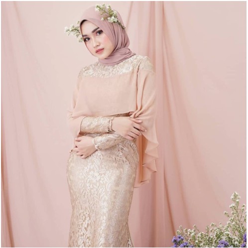 ALUNA GOWN/GAMIS KONDANGAN/OOTD KONDANGAN/BISA SERAGAMAN Model Brukat Kombinasi