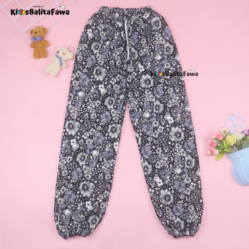 Jogger Bunga uk 5-6 Tahun / Joger Pants Scuba Premium Celana Panjang Anak Perempuan Import Kembang