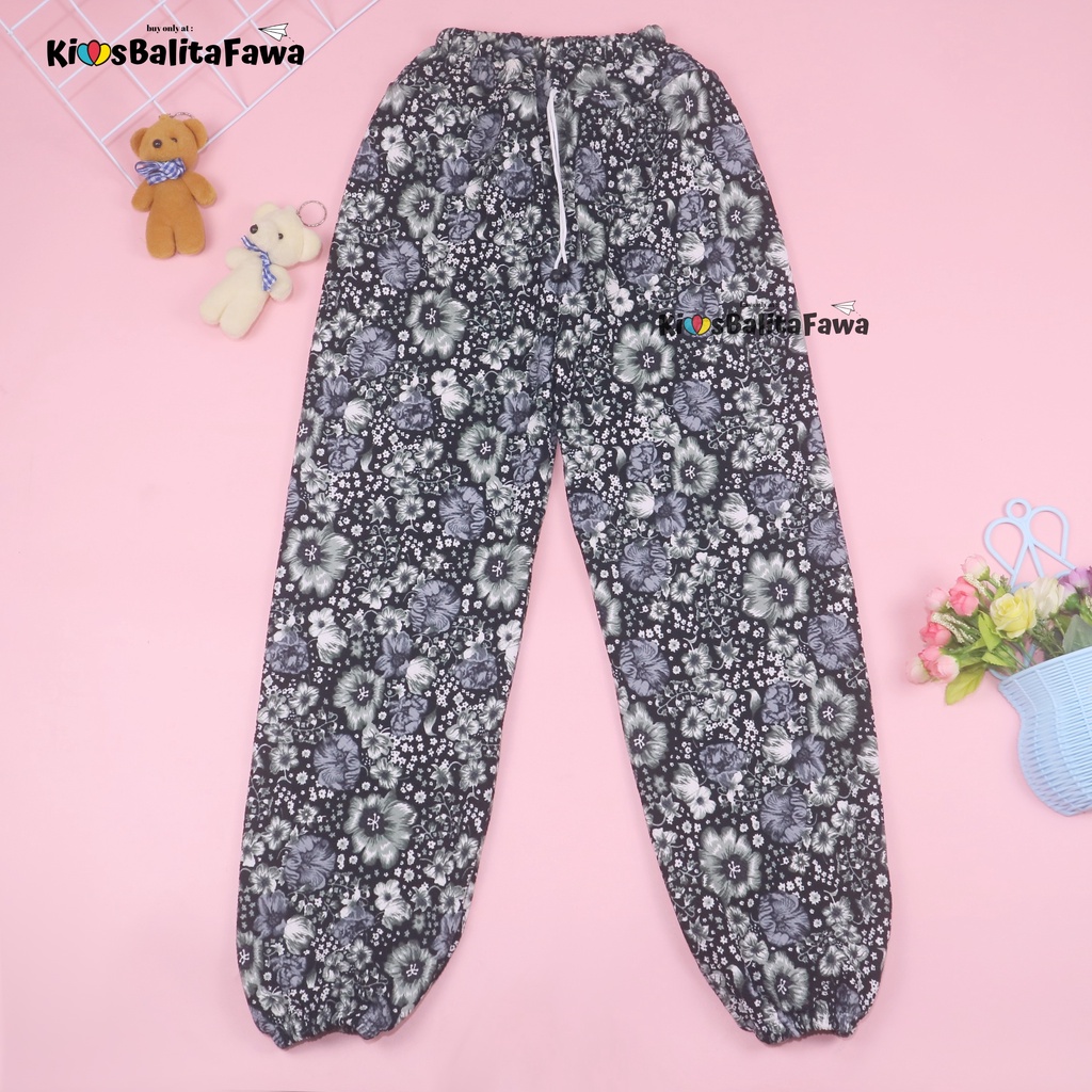 Jogger Bunga uk 6-7 Tahun / Scuba Premium Celana Panjang Anak Perempuan Import Joger Pants Kembang