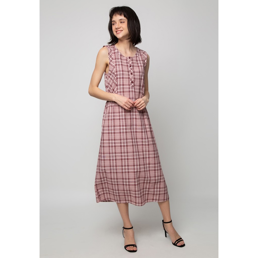 MCB Overall  Dress  Ladies Plaid Berry 5803080 Shopee  