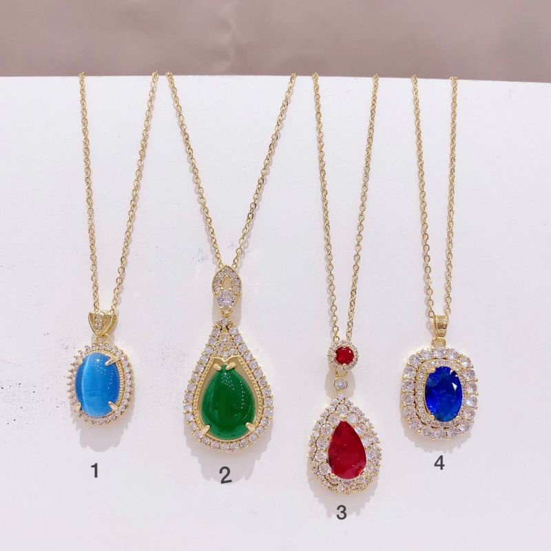 Kalung Titanium Asli Silver mata kilau Premium Necklace Stainless steel anti karat anti alergi TN2