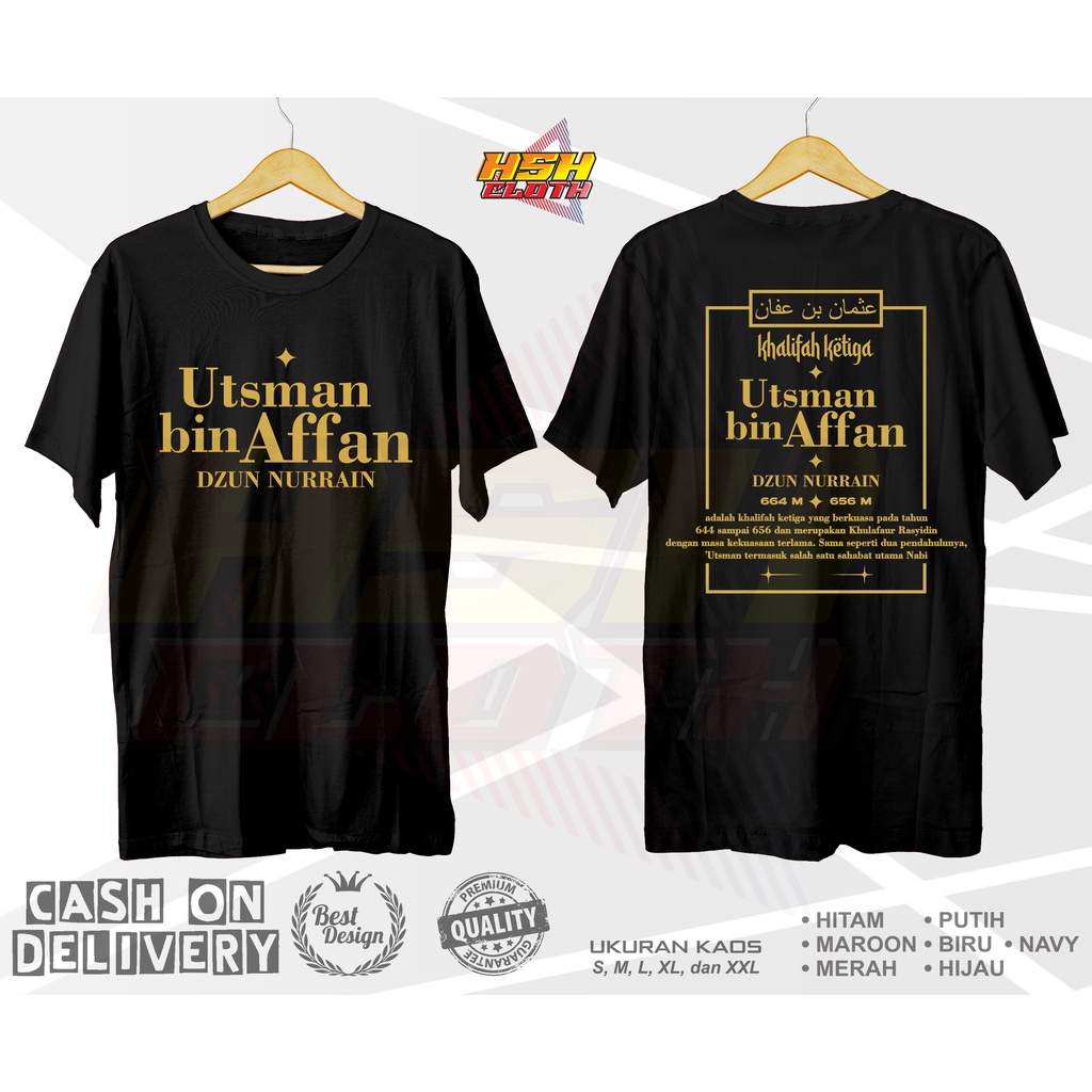 Baju Kaos Distro Utsman Bin Affan New Edition dakwah Bisa Custom - HSHCloth