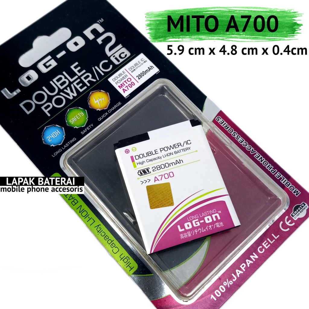 LOG - ON Mito A700 BA00089 Baterai Double IC Protection Battery Batre