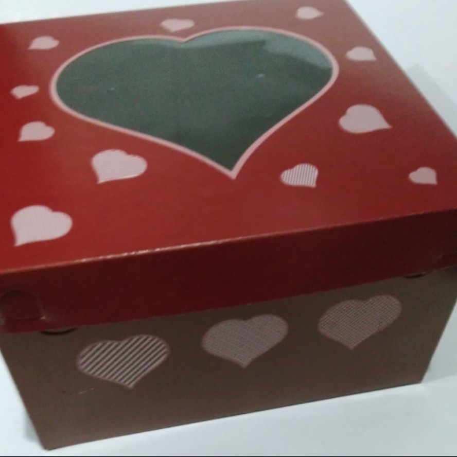 

Kardus Kotak Box Kue Cake Tart Bolu Merah Maroon Love 25x25x12cm 5pcs