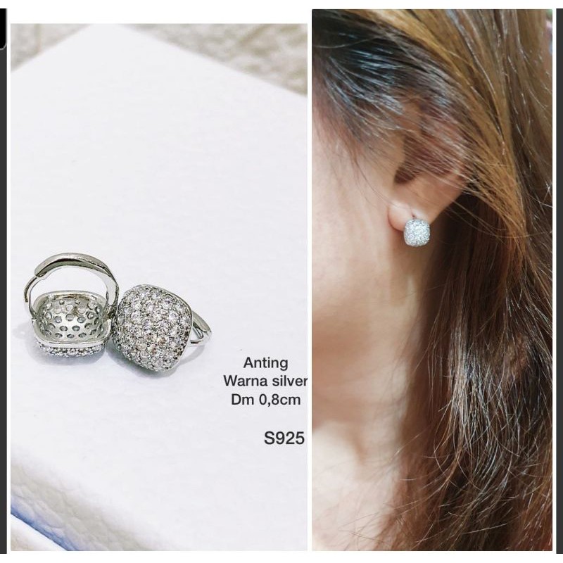 Anting Silver925 Perak mata kilau anting silver Anti Karat anti alergi anting premium berlian kilau