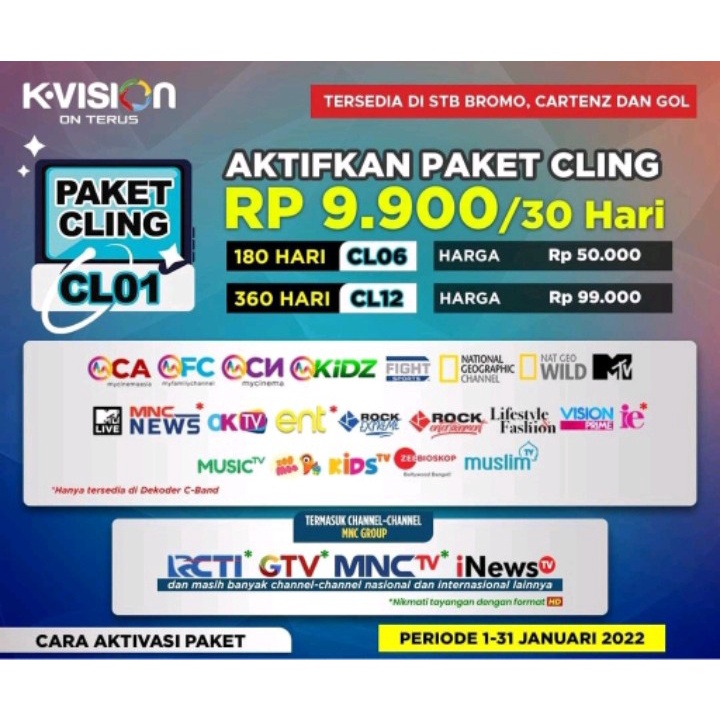 Voucher K-Vision Paket Cling CL06 /180hari