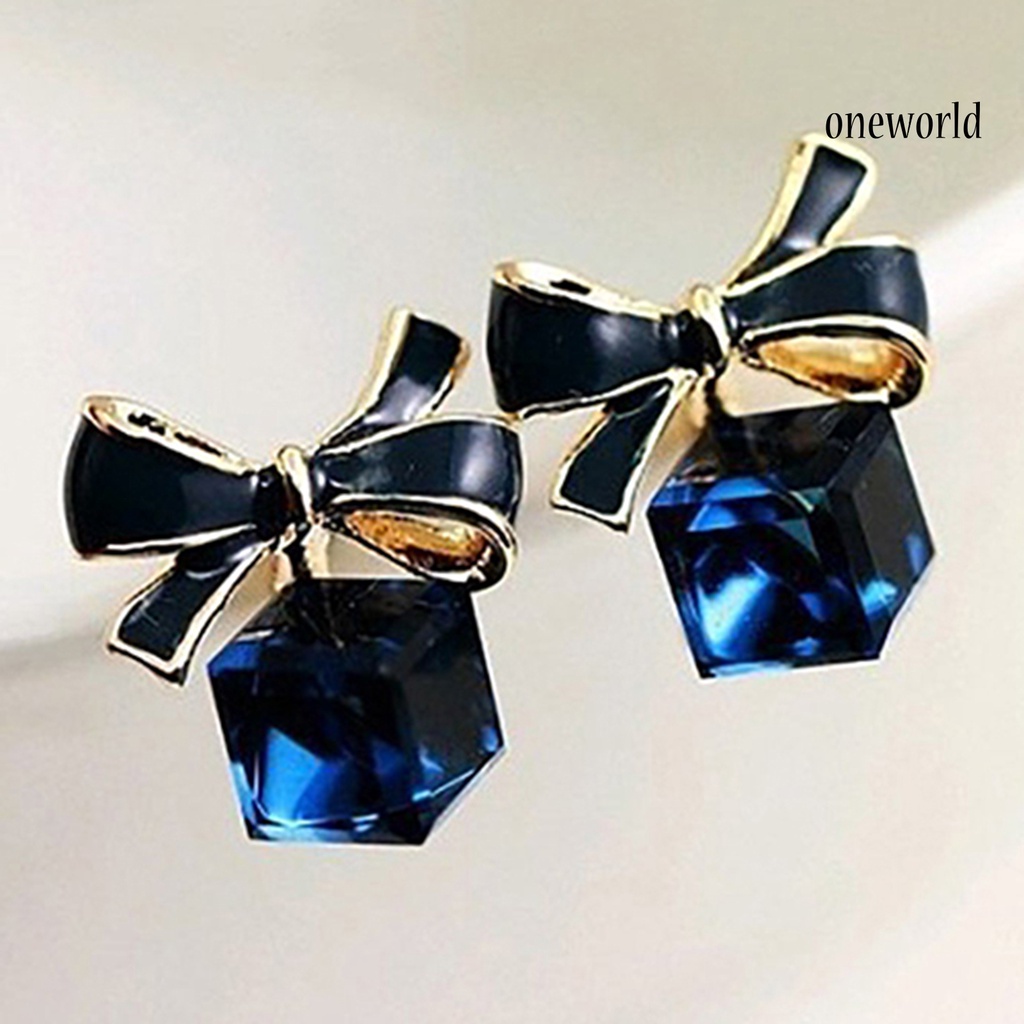 OW@ Women Earrings Attractive Elegant Smooth Bowknot Anti-allergic Ear Studs for Banquet