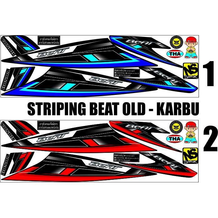 STRIPING BEAT LAMA-KARBU VARIASI HONDA BEAT OLD STICKER LIS BIRU DAN MERAH