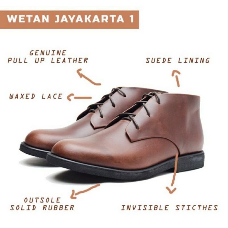 Sepatu Boots JY1 Casual Pria Semi Formal Premium 38-44 Sepatu Kerja Pantofel Harian Kulit Cokelat, 38