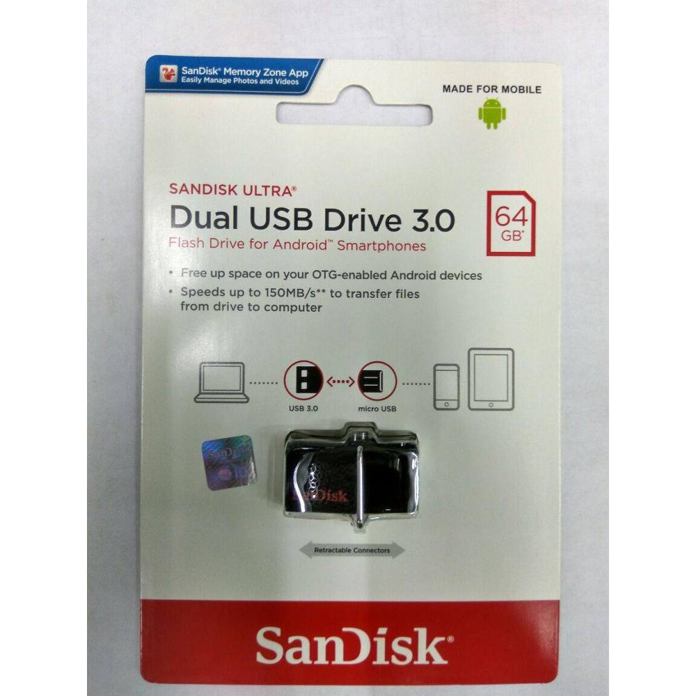 SANDISK ULTRA DUAL USB DRIVE 3.0 64GB OTG FLASH DRIVE