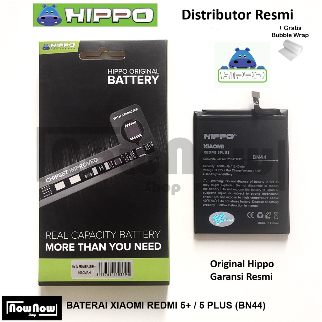 Baterai Hippo Xiaomi Redmi 5+ 5 Plus BN44 BN 44 Original Batre Batrai Battery HP