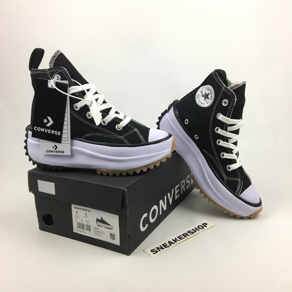 CONVERSE Run Star Hike Hitam Putih Pendek Sneakers Wanita Premium BNIB Hak Tinggi Untuk Cewek-3