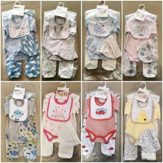 sleepsuit baju bayi 4in1/ jumper bayi import topi plus slabber/ set baju bayi