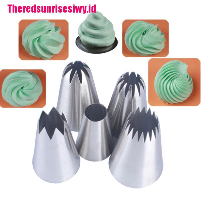 5pcs / Set Alat Nozzle Icing Piping Krim Kue Ukuran Besar Gaya Rusia Untuk Baking