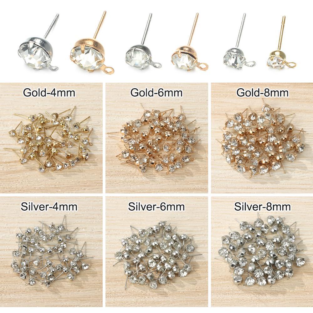 R-flower 50pcs 4per6/8mm Temuan Anting DIY Buatan Tangan Membuat Temuan Perhiasan Earwire Plug