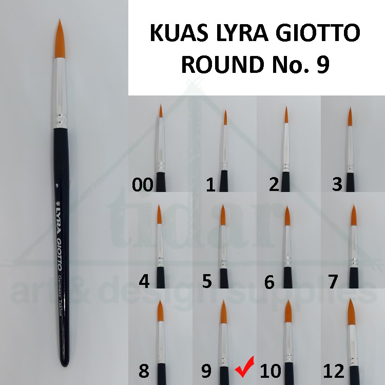 

Lyra Giotto Artist Round Brush No. 9 - Kuas Lukis Taklon Lira Bulat Lancip