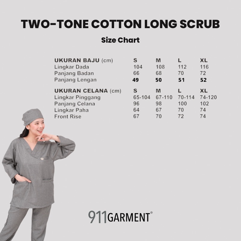 [Two tone/ Denim Edition] SET Long Scrub Dokter/Baju Jaga Dokter/ Baju OK/ Baju Perawat/ Baju Jaga