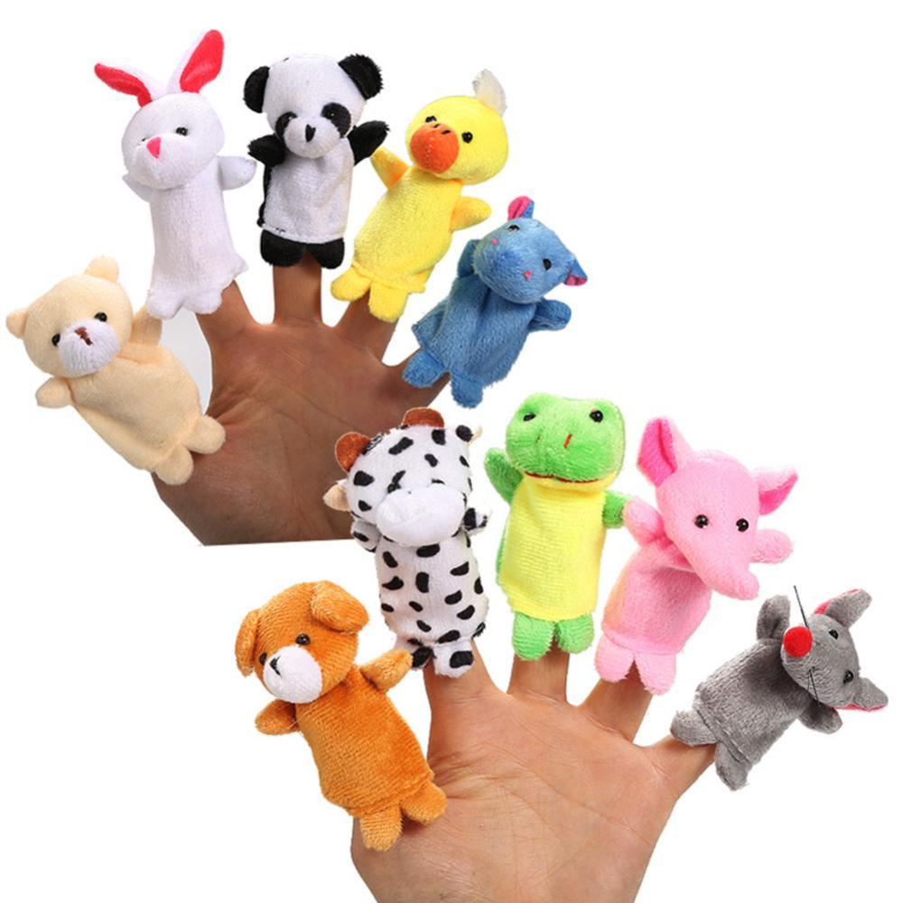 Timekey 10Pcs / Pak Mainan Boneka Jari Puppet Plush Hewan Untuk Edukasi Bayi / Anak S6V9