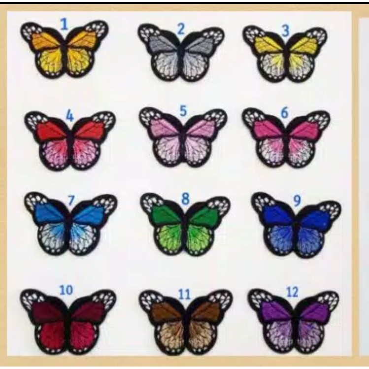 Iron Patch Butterflies / Emblem Bordir Kupu- Kupu