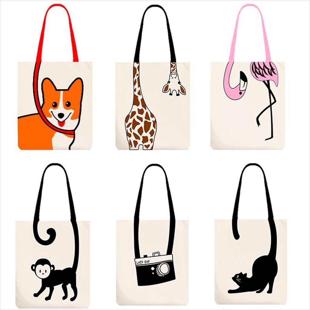 YA 866 - Totebag Kanvas Animal  gaya KPOP Tote Bag Fashion Wanita Untuk Sekolah Kuliah dan Kerja