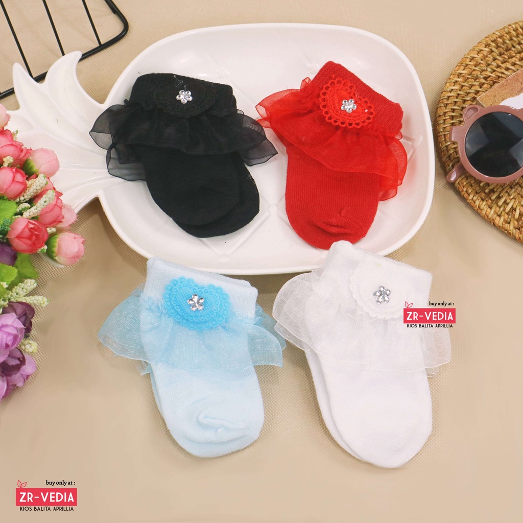 (IMPORT) Kaos Kaki Baby New Born 0-12 Bulan Pita Renda / Rajut Halus Kids Socks Bayi Perempuan Polos