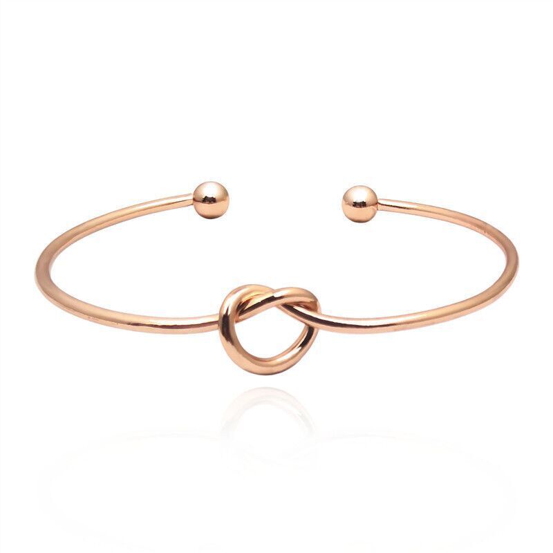 Gelang Bangle Open Desain Simpul Bahan Metal Untuk Wanita