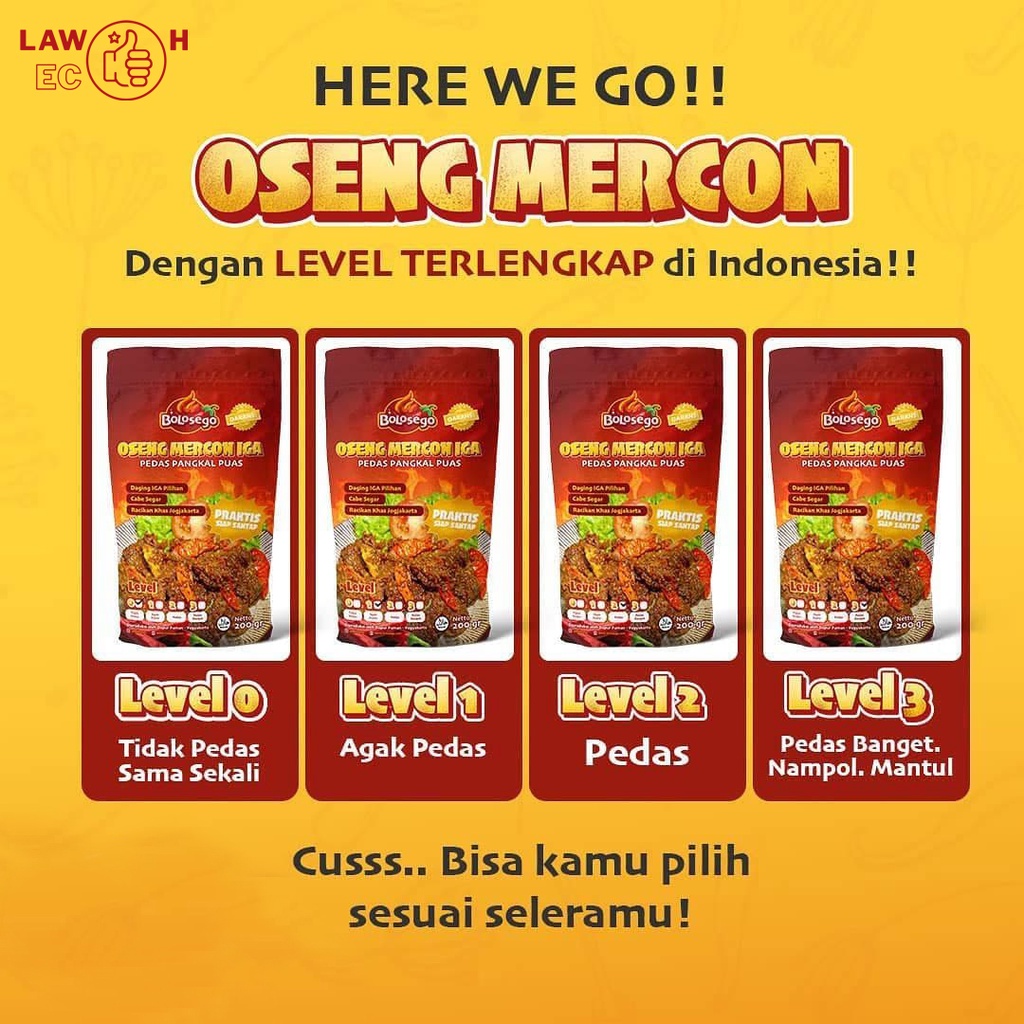 BOLOSEGO Paket Jogja Istimewa (Oseng Mercon Iga + Gudeg Mercon Sambal Tetelan)