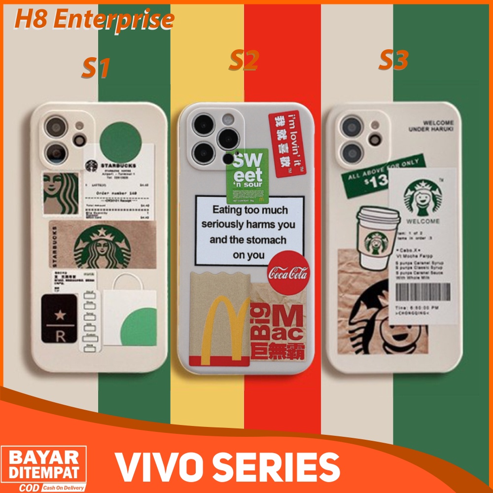 Casing Vivo T1 5G Y55 5G Y75 5G Case Starbucks X Mcd Liquid Premium