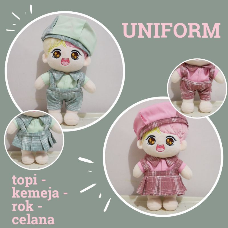 [READY] Doll Clothes 20cm Baju Boneka KPop BTS NCT Stray Kids Seventeen Seragam Sekolah