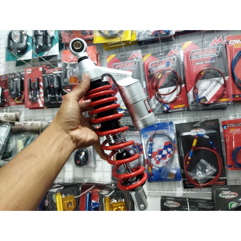Shock Tabung YOKO G + 270/340mm shock Belakang Rx-king Vega jupiter dll-330mm merah beat dll