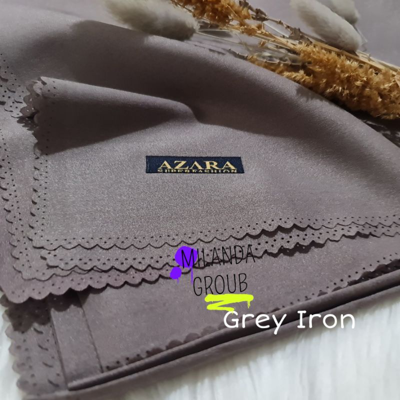 Azara Hijab Segiempat Diamond Lacer Cut 110X110 CM-Grey Iron